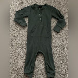Little Bipsy Waffle Knit Snap Romper-Hunter Green 18-24 Months